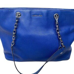 Michael Kors Jet Set Travel Blue Leather Chain Tote Bag
